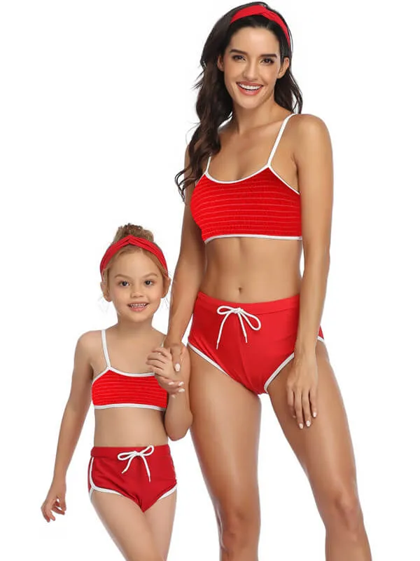 Red Sporty Mom And Daughter Bikinis