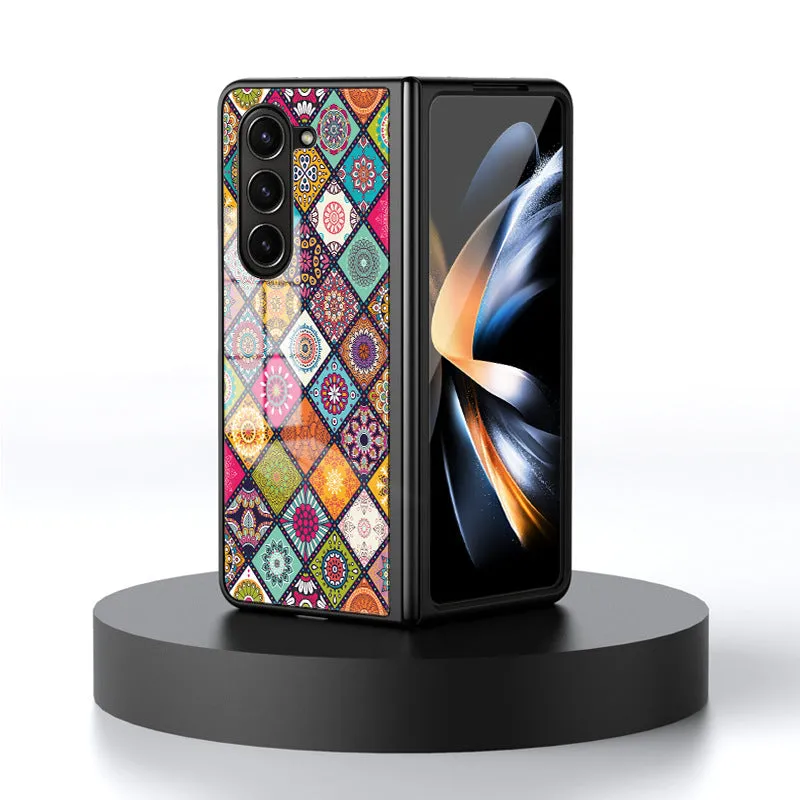 Retro Bohemian Samsung Galaxy Z Fold5 Case with Airbag Bracket Sling