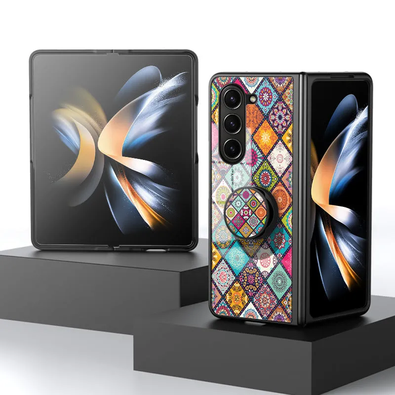 Retro Bohemian Samsung Galaxy Z Fold5 Case with Airbag Bracket Sling