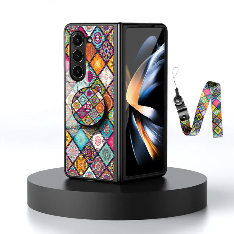 Retro Bohemian Samsung Galaxy Z Fold5 Case with Airbag Bracket Sling
