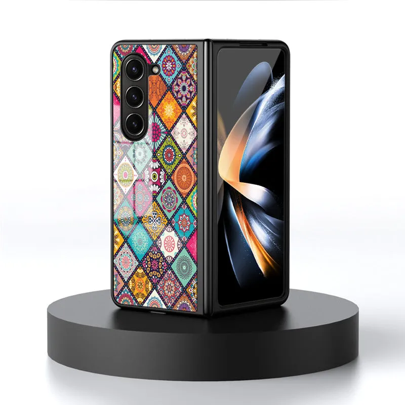 Retro Bohemian Samsung Galaxy Z Fold5 Case with Airbag Bracket Sling