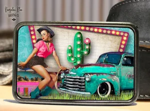 Retro Ropin' Cowgirl Belt Buckle