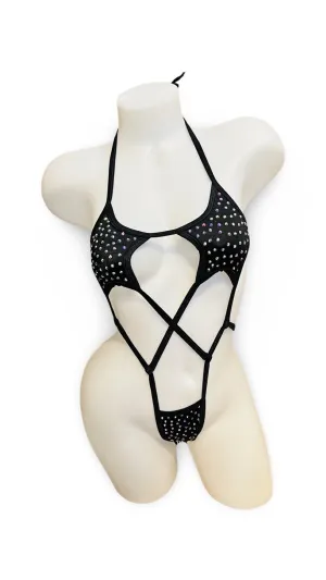 Rhinestone Star Sling Shot Black