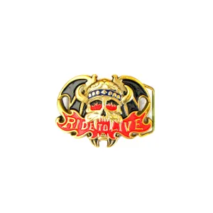 Ride To Live Winged Skull Buckle