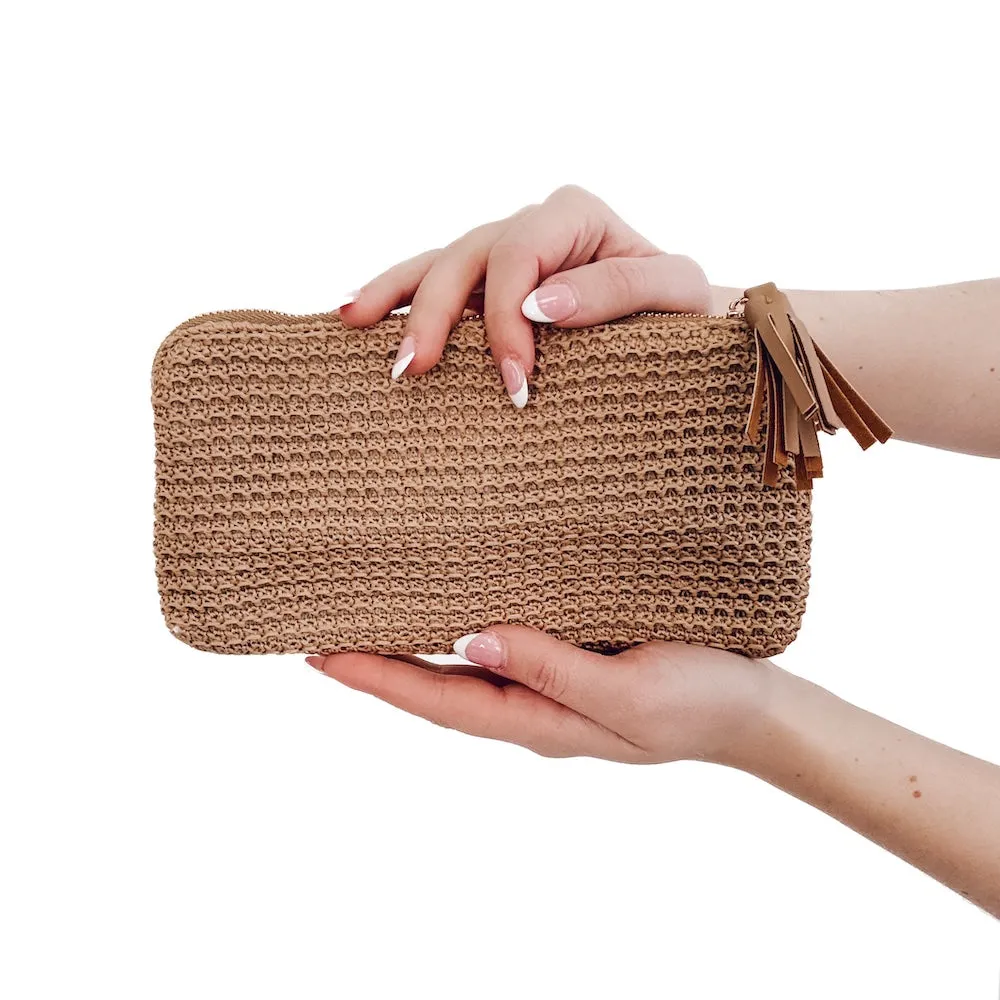 Rome Raffia Clutch Card Wallet Wristlet by Pretty Simple