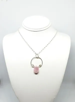 Rose Quartz Tear Drop framed in Sterling Silver Pendant, Necklace
