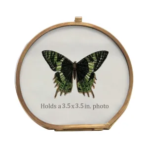 Round Brass & Glass Photo Frame