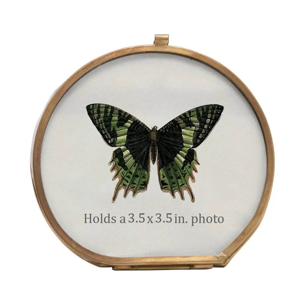 Round Brass & Glass Photo Frame