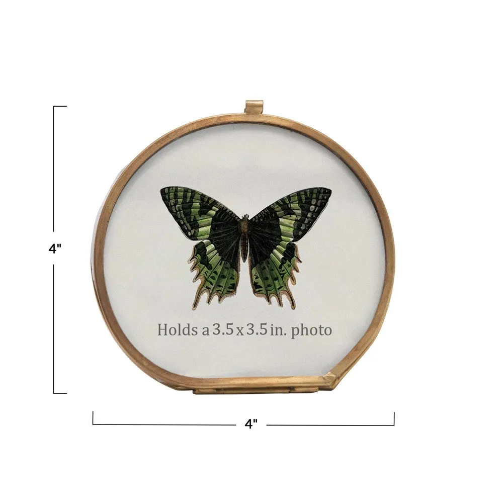 Round Brass & Glass Photo Frame