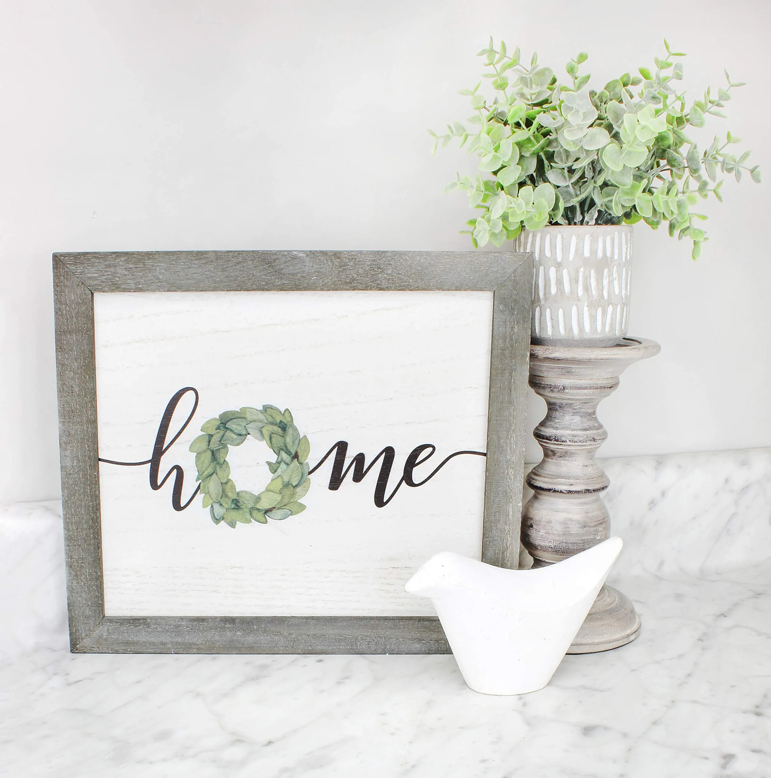 Rustic Home Wreath Sign, 10.5 x 12 Inch