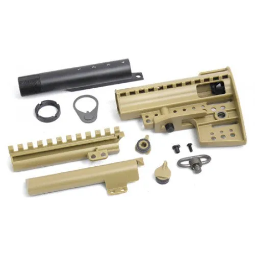 SAA M4 Clubfoot Stock & Aluminum Stock Pipe Full Set A - Tan