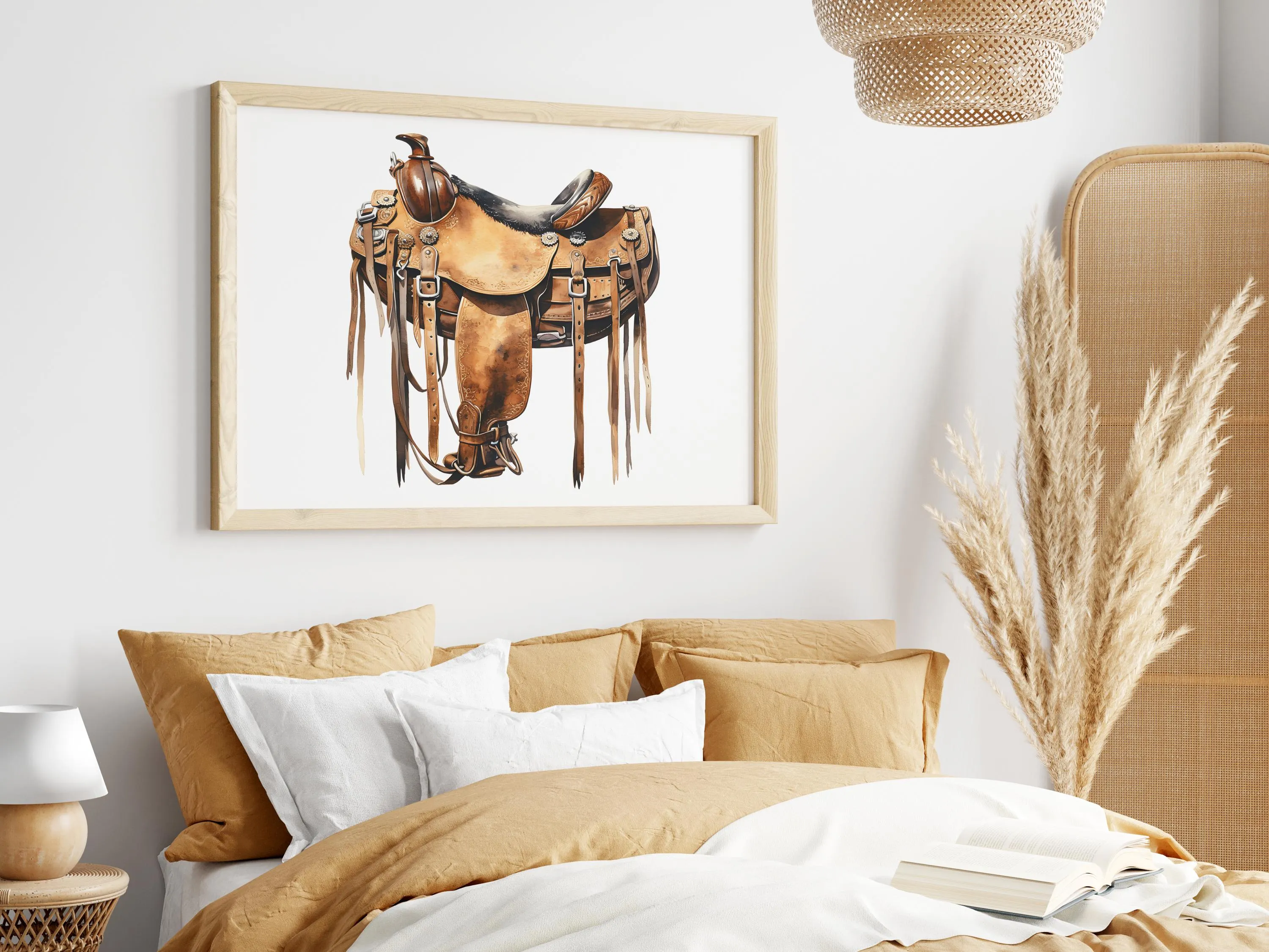 Saddle Poster - Stunning Watercolor Artwork of a Western Saddle - Unique Texas-Inspired Gift for Any Occasion!