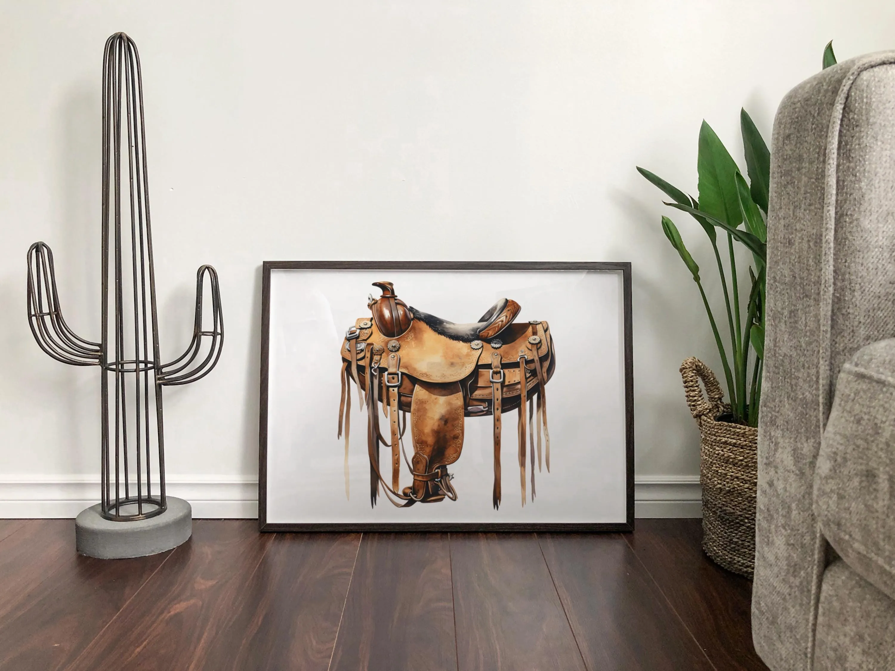 Saddle Poster - Stunning Watercolor Artwork of a Western Saddle - Unique Texas-Inspired Gift for Any Occasion!