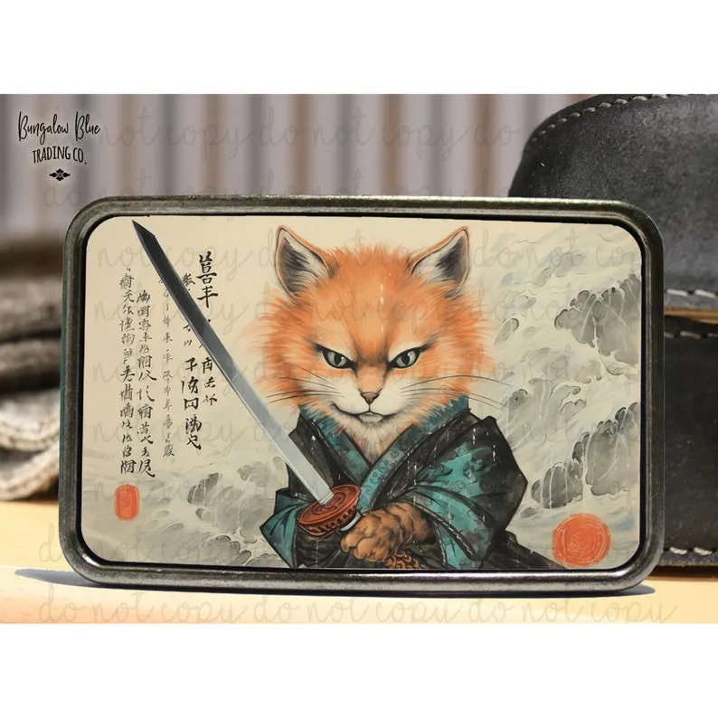 Samurai Cat Belt Buckle