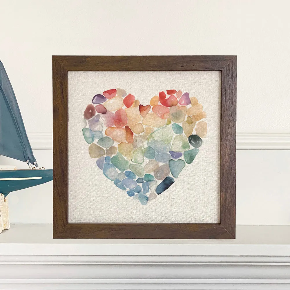 Sea Glass Heart - Valentine's Day Framed Sign