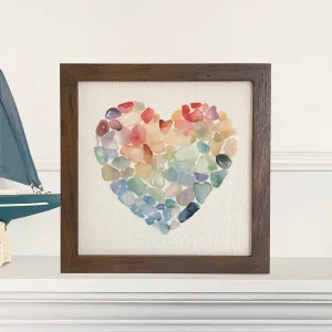 Sea Glass Heart - Valentine's Day Framed Sign