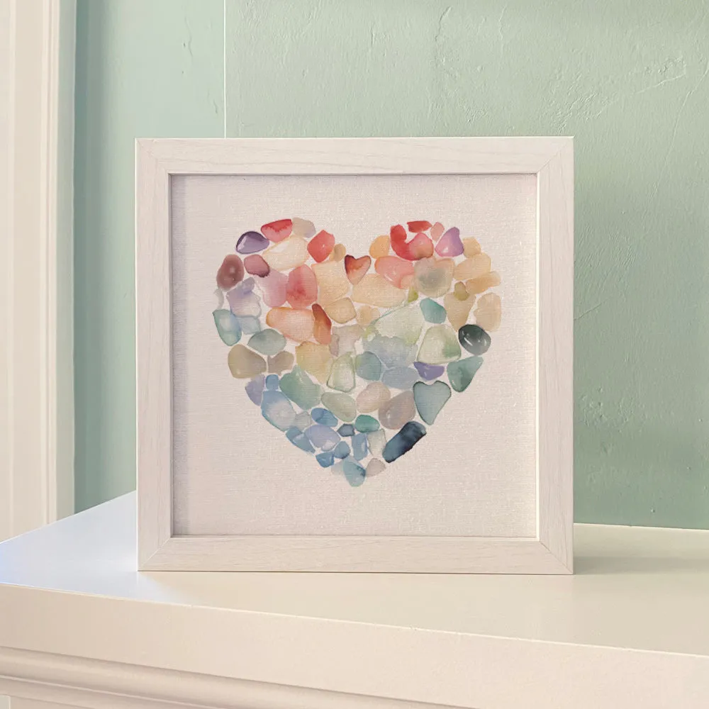 Sea Glass Heart - Valentine's Day Framed Sign