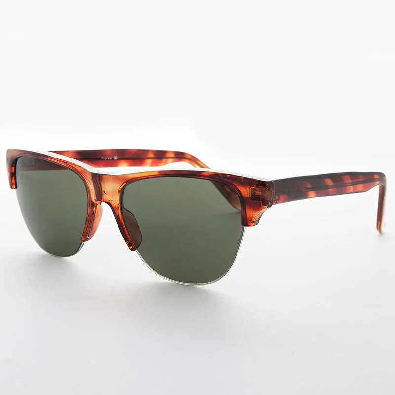 Semi-Rimless Mono Browline Vintage Sunglass - Garett