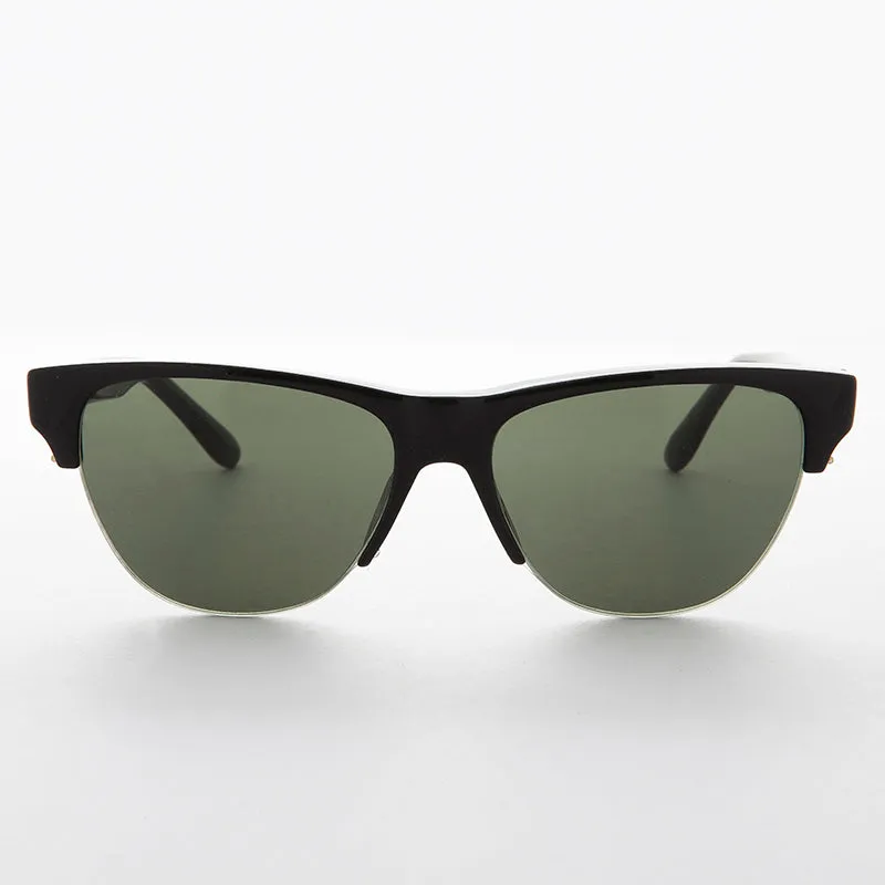 Semi-Rimless Mono Browline Vintage Sunglass - Garett
