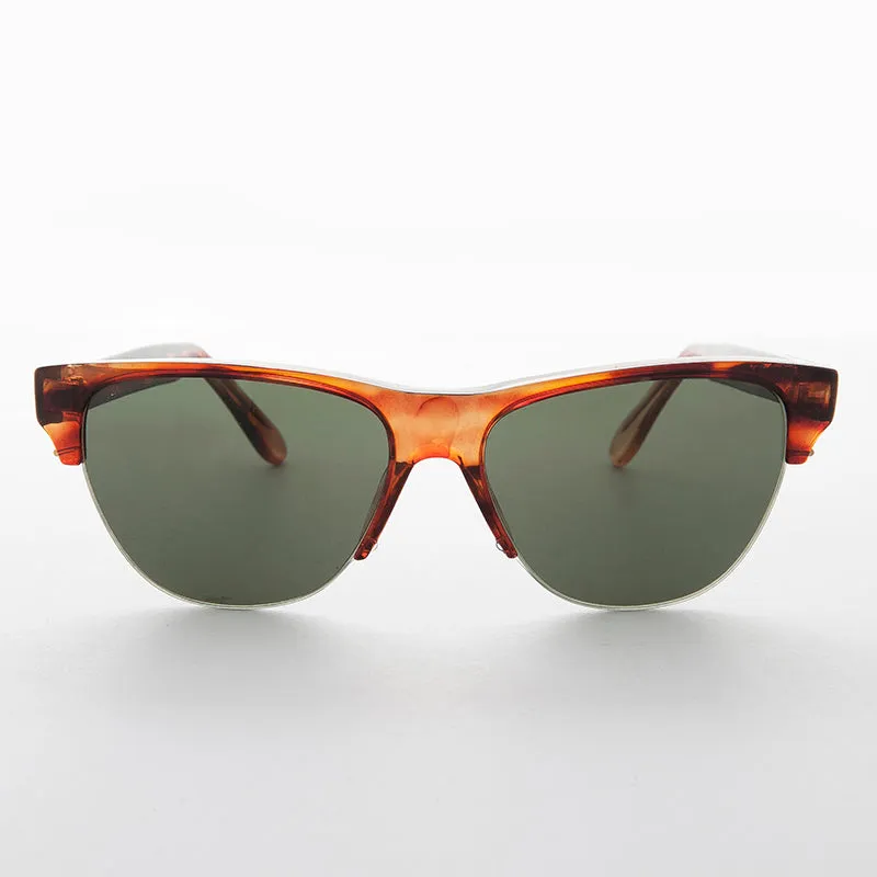 Semi-Rimless Mono Browline Vintage Sunglass - Garett