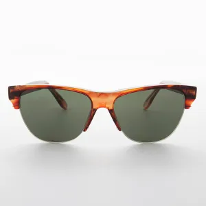 Semi-Rimless Mono Browline Vintage Sunglass - Garett