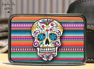 Serape Sugar Skull Belt Belt Buckle