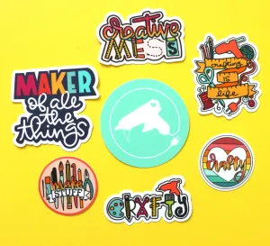 SET of 7 crafty stickers