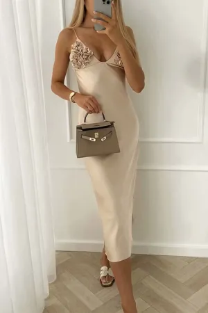 Sexy Patchwork Flowers V Neck Sling Dresses