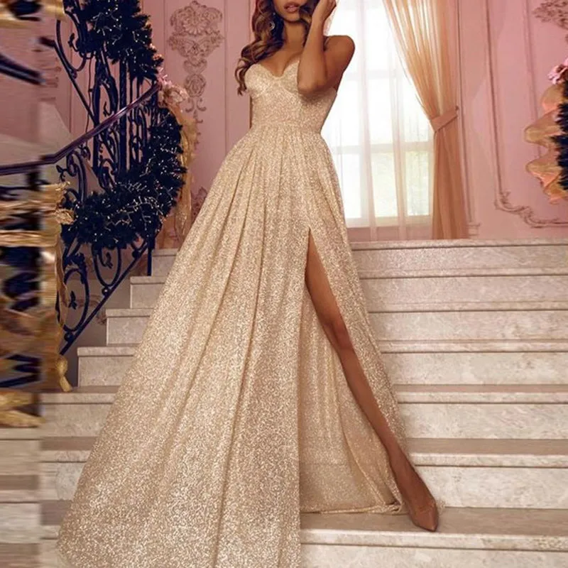 Sexy Sleeveless Sling Dress Split Skirt