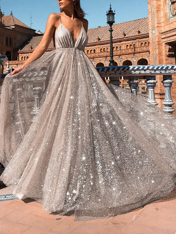Sexy V-neck Sling Dress Maxi Skirt