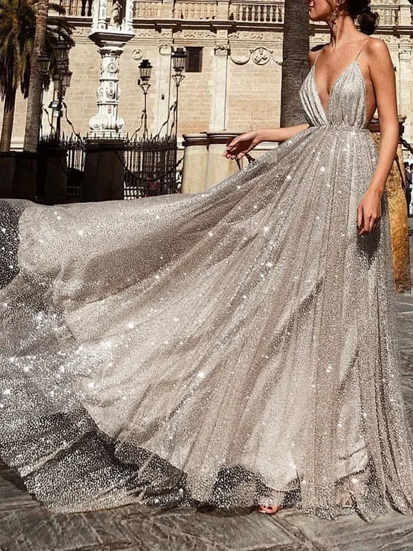 Sexy V-neck Sling Dress Maxi Skirt