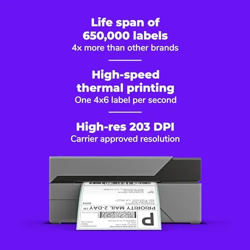Shipping Label Printer - Rollo USB Commercial Grade Thermal Label Printer for Shipping Packages - High Speed Direct Thermal 4x6 Label Printer
