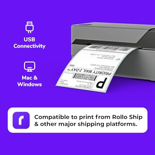 Shipping Label Printer - Rollo USB Commercial Grade Thermal Label Printer for Shipping Packages - High Speed Direct Thermal 4x6 Label Printer
