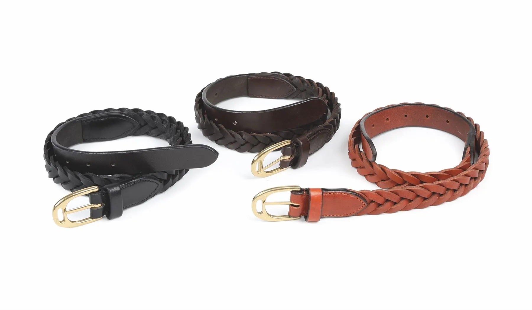 Shires Aubrion Plaited Leather Skinny Belt