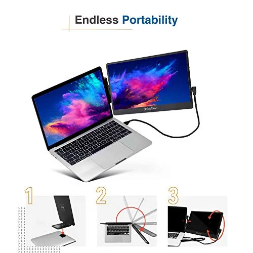 SideTrak Swivel 14” Attachable Portable Monitor for Laptop FHD IPS USB Laptop Dual Screen with Kickstand | Compatible with Mac, PC, & Chrome | Fits All Laptop Sizes | Powered by USB-C or Mini HDMI
