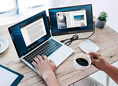 SideTrak Swivel 14” Attachable Portable Monitor for Laptop FHD IPS USB Laptop Dual Screen with Kickstand | Compatible with Mac, PC, & Chrome | Fits All Laptop Sizes | Powered by USB-C or Mini HDMI