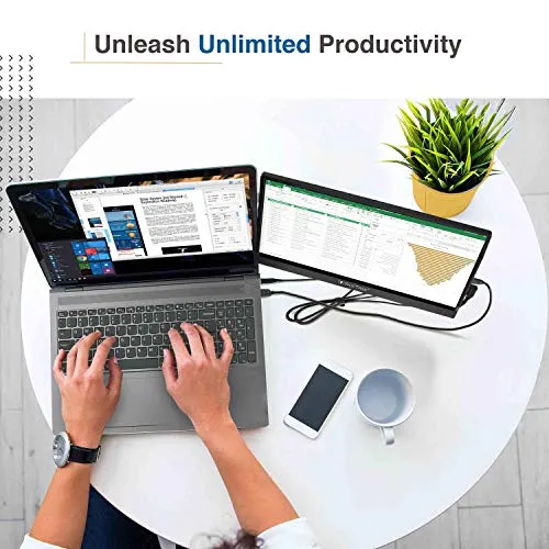 SideTrak Swivel 14” Attachable Portable Monitor for Laptop FHD IPS USB Laptop Dual Screen with Kickstand | Compatible with Mac, PC, & Chrome | Fits All Laptop Sizes | Powered by USB-C or Mini HDMI