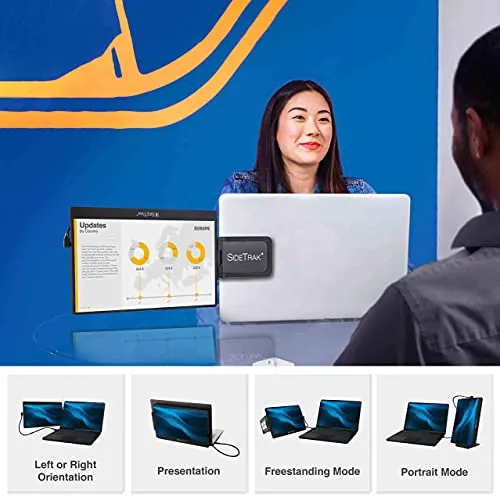 SideTrak Swivel 14” Attachable Portable Monitor for Laptop FHD IPS USB Laptop Dual Screen with Kickstand | Compatible with Mac, PC, & Chrome | Fits All Laptop Sizes | Powered by USB-C or Mini HDMI