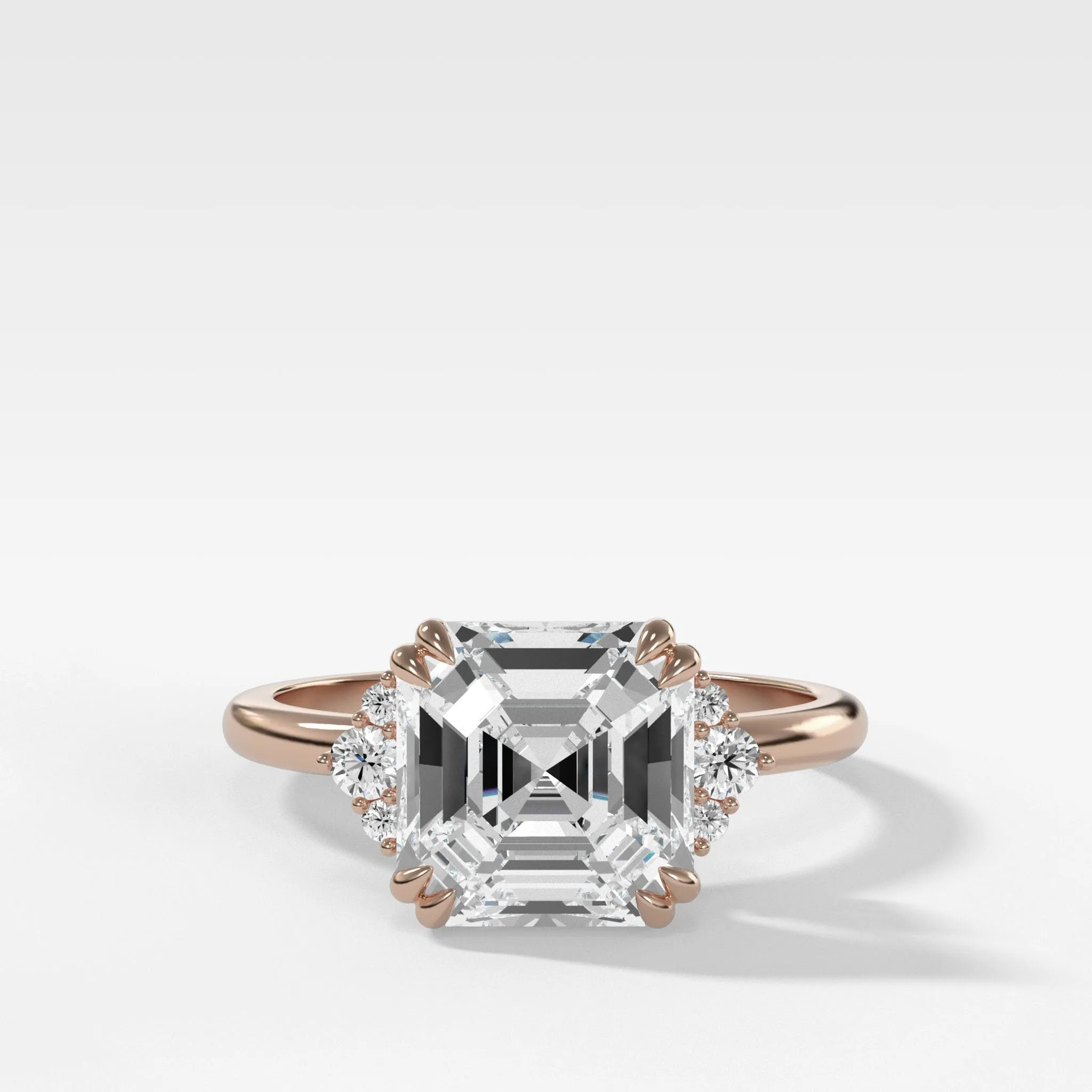 Signature Cluster Engagement Ring With Asscher Cut Diamond