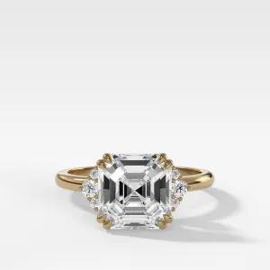 Signature Cluster Engagement Ring With Asscher Cut Diamond