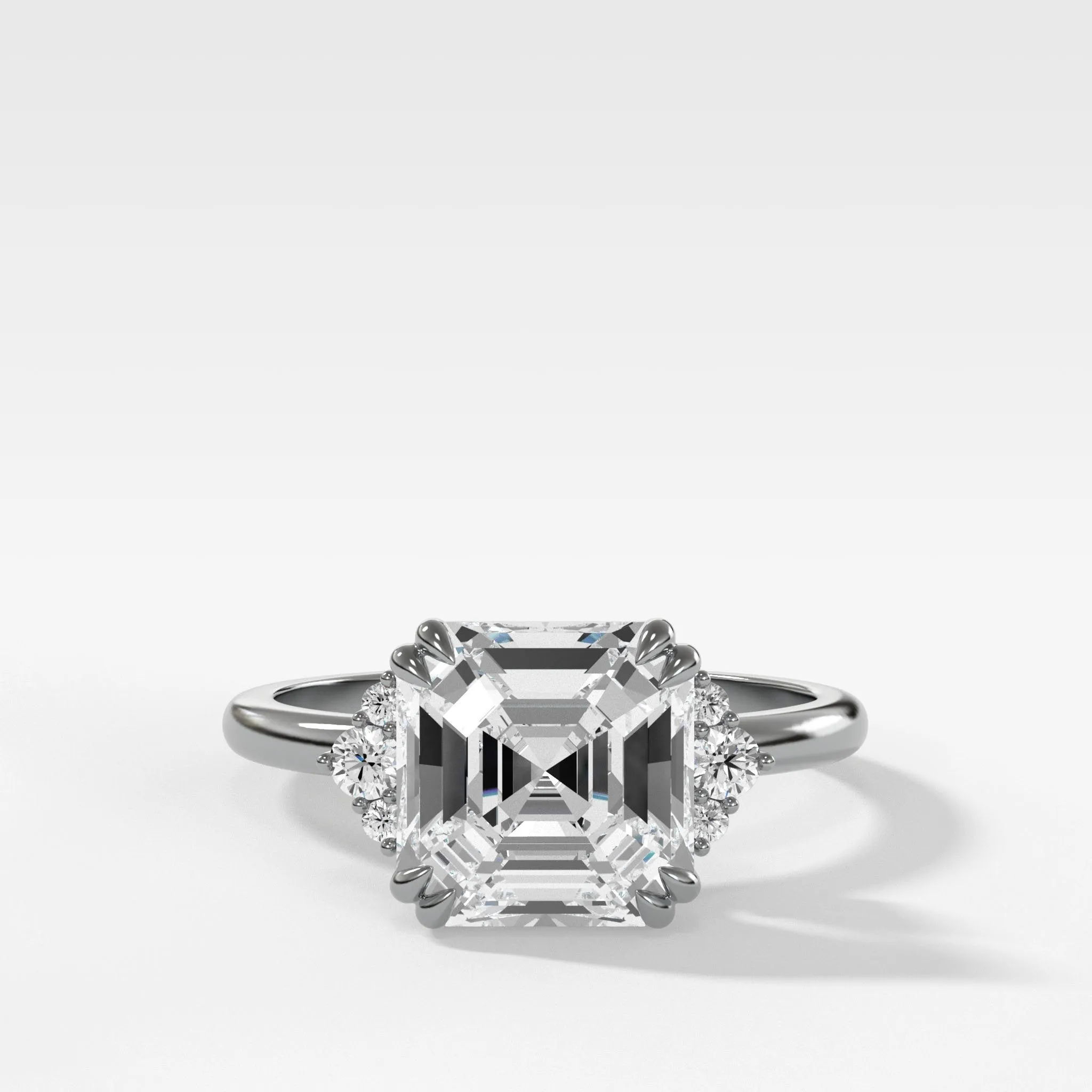 Signature Cluster Engagement Ring With Asscher Cut Diamond