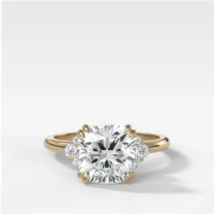 Signature Cluster Engagement Ring With Cushion Cut Diamond