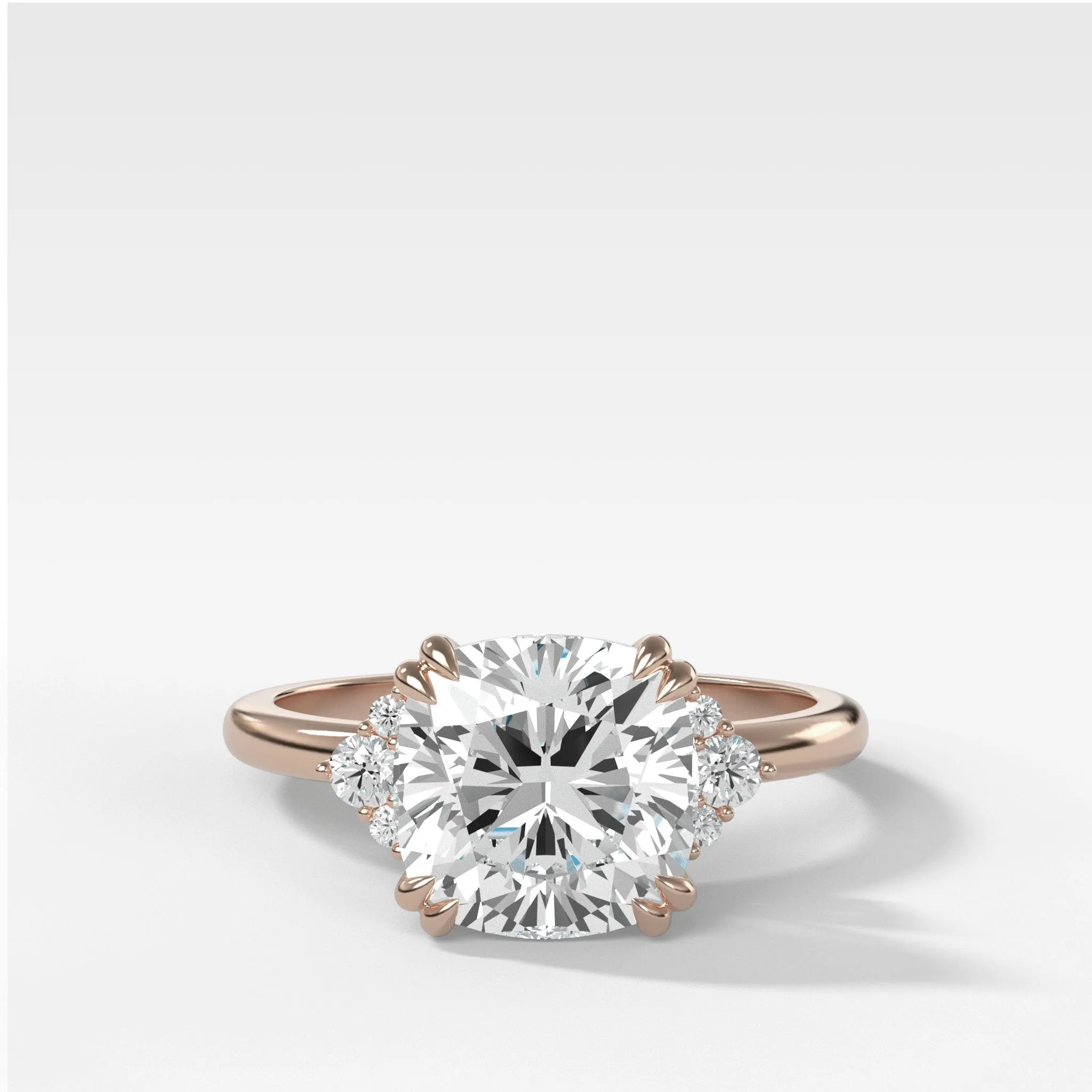 Signature Cluster Engagement Ring With Cushion Cut Diamond