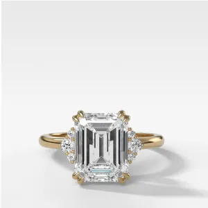 Signature Cluster Engagement Ring With Emerald Cut Diamond
