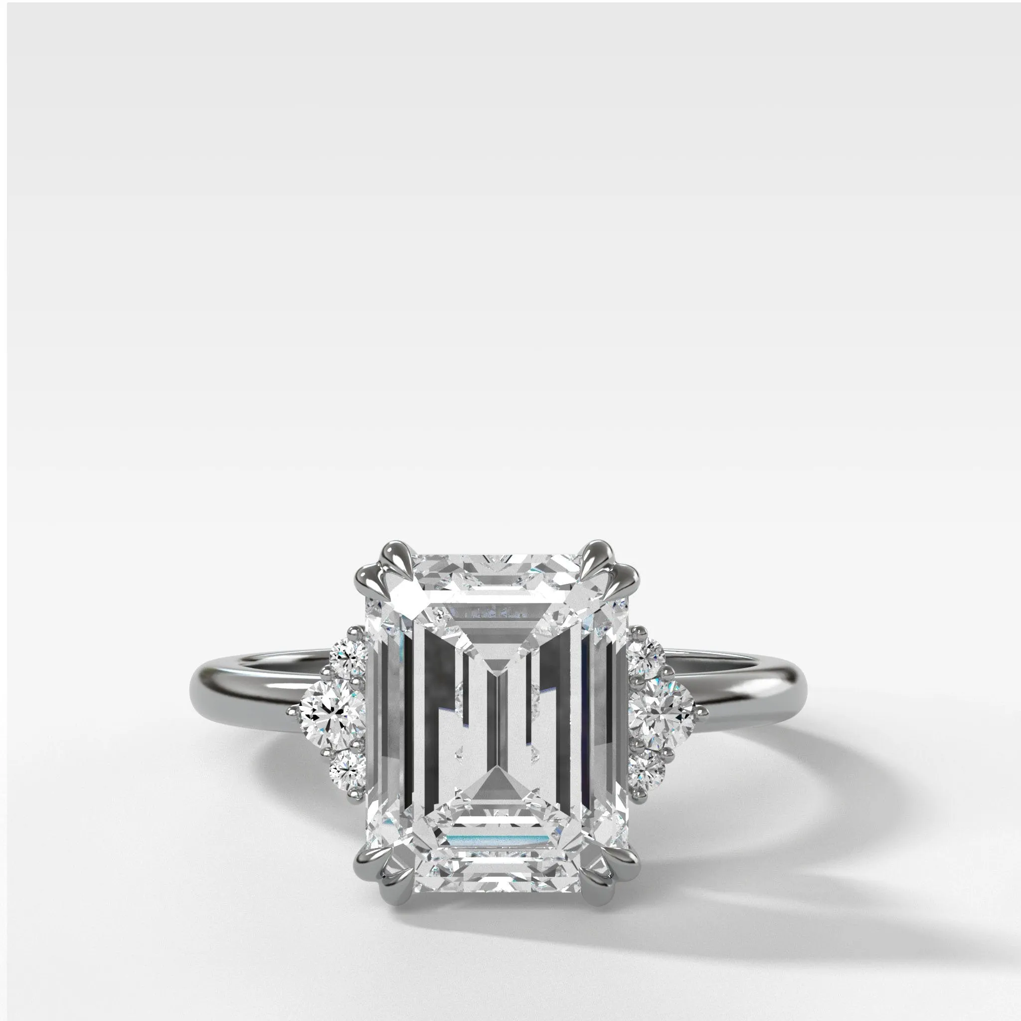 Signature Cluster Engagement Ring With Emerald Cut Diamond