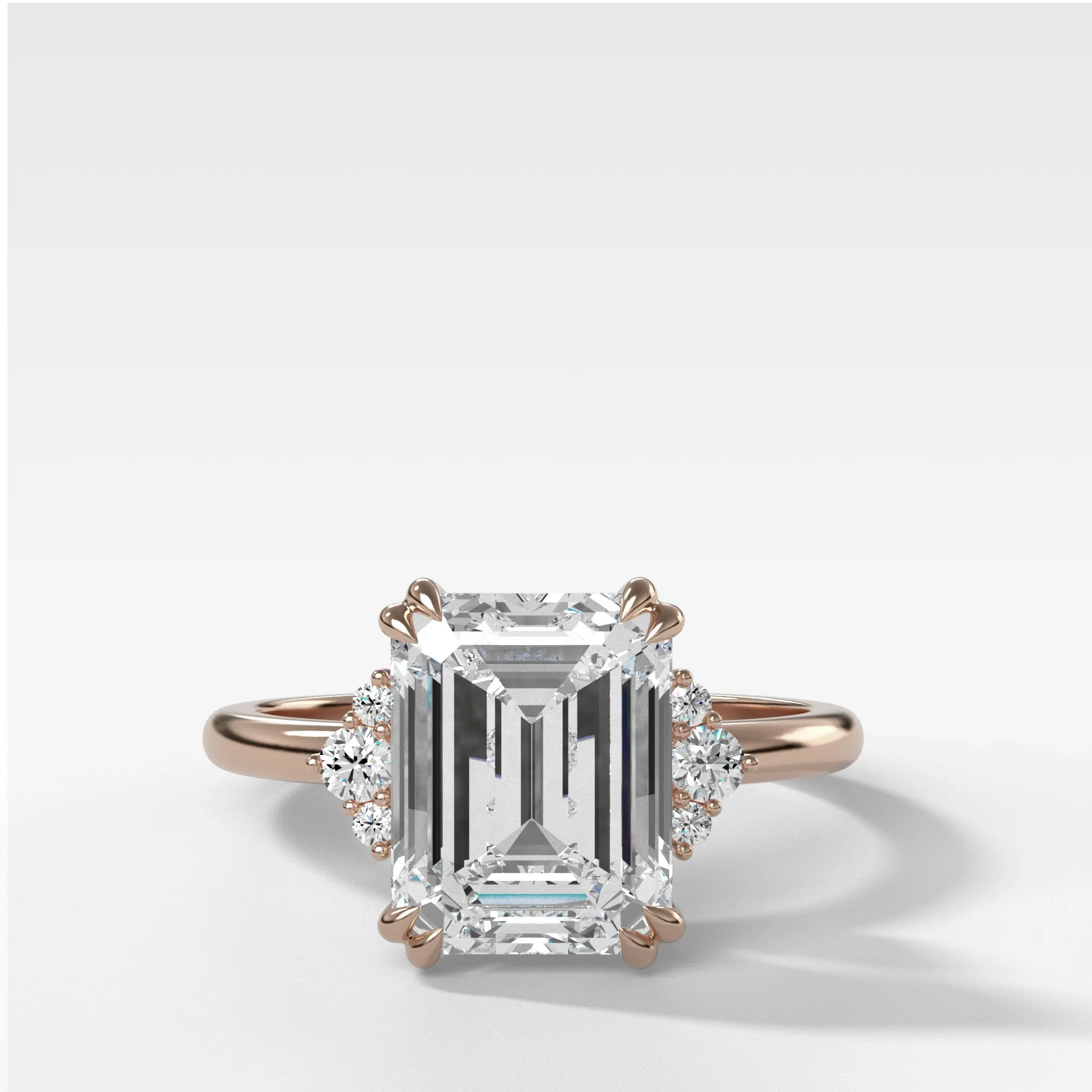 Signature Cluster Engagement Ring With Emerald Cut Diamond