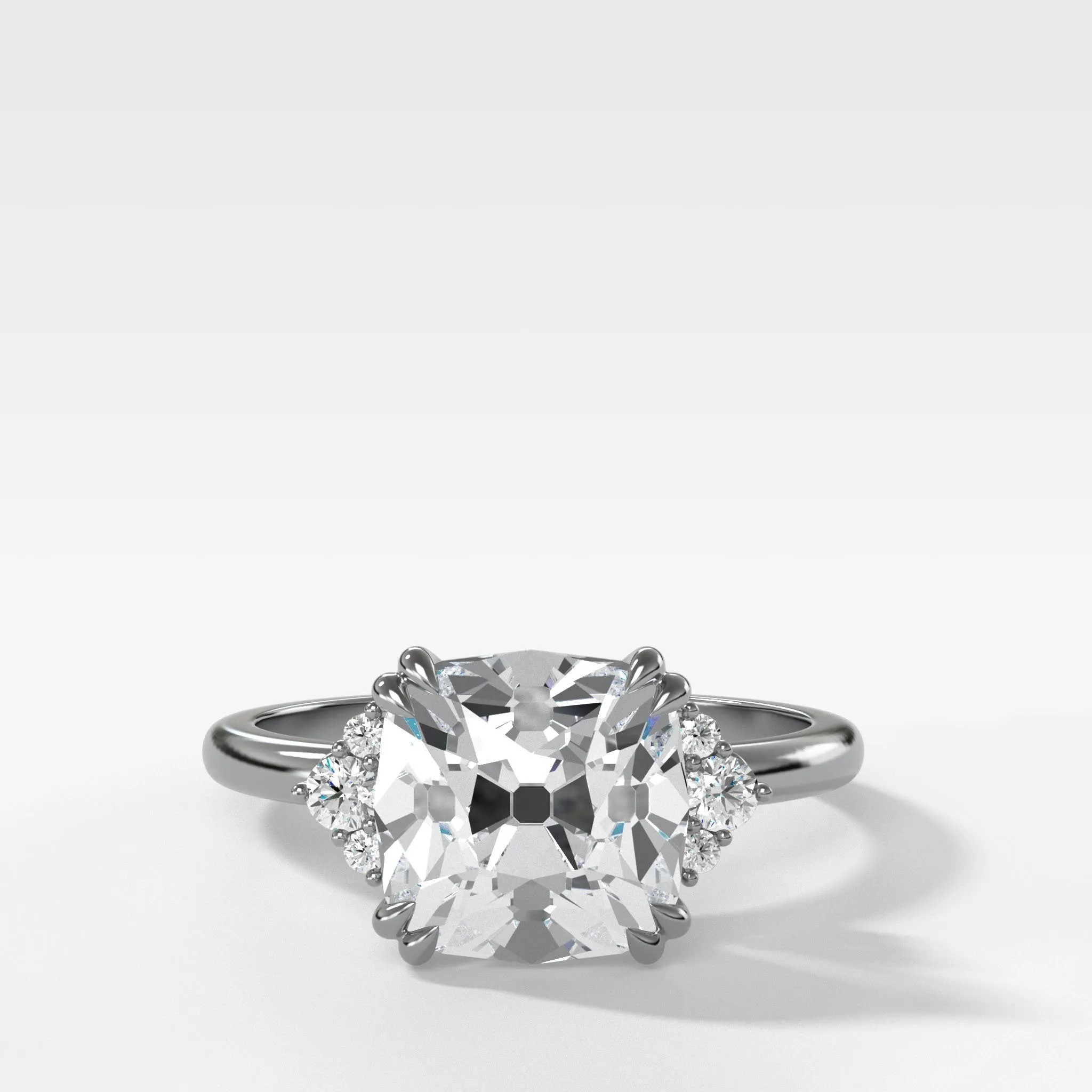 Signature Cluster Engagement Ring With Old Mine Cut Diamond