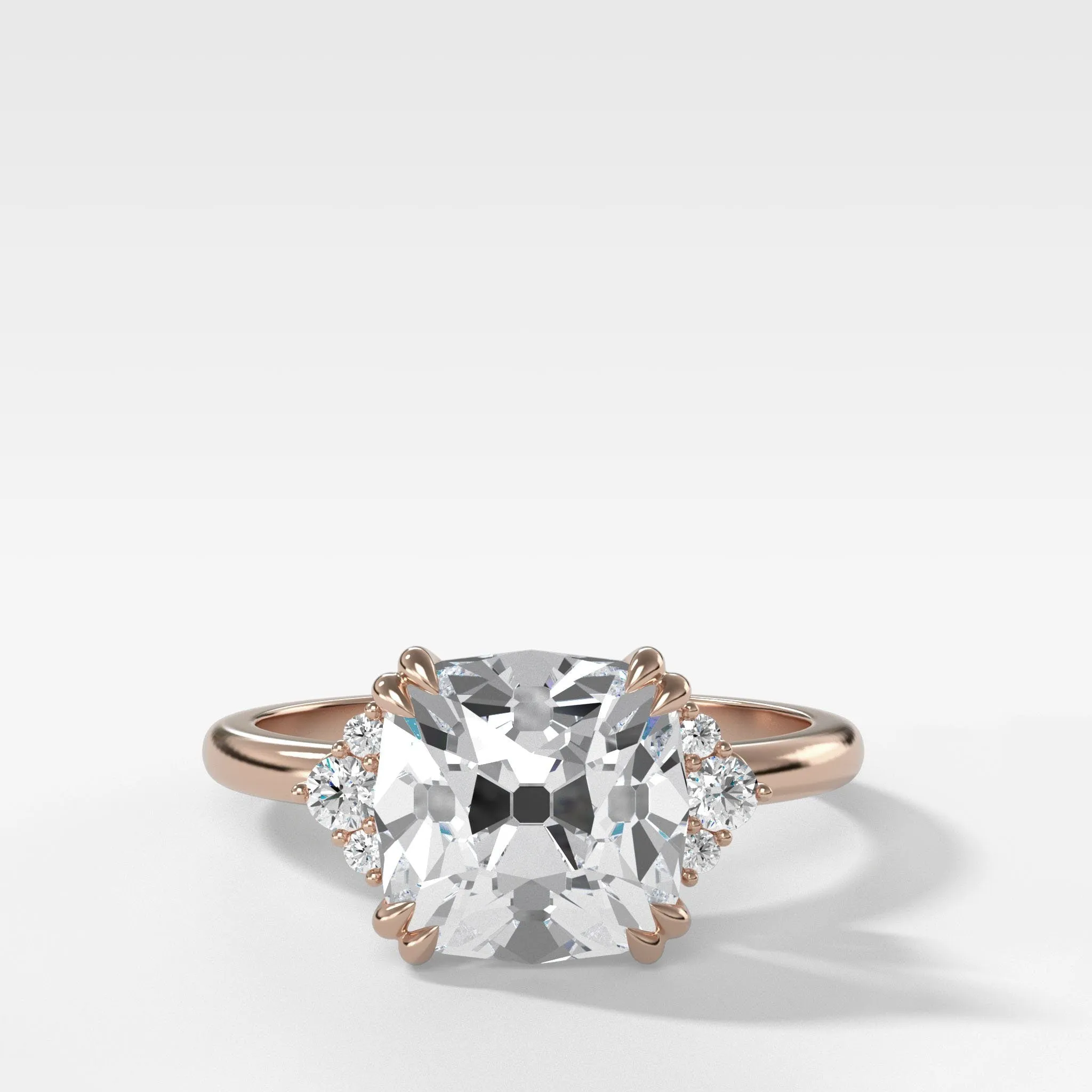 Signature Cluster Engagement Ring With Old Mine Cut Diamond