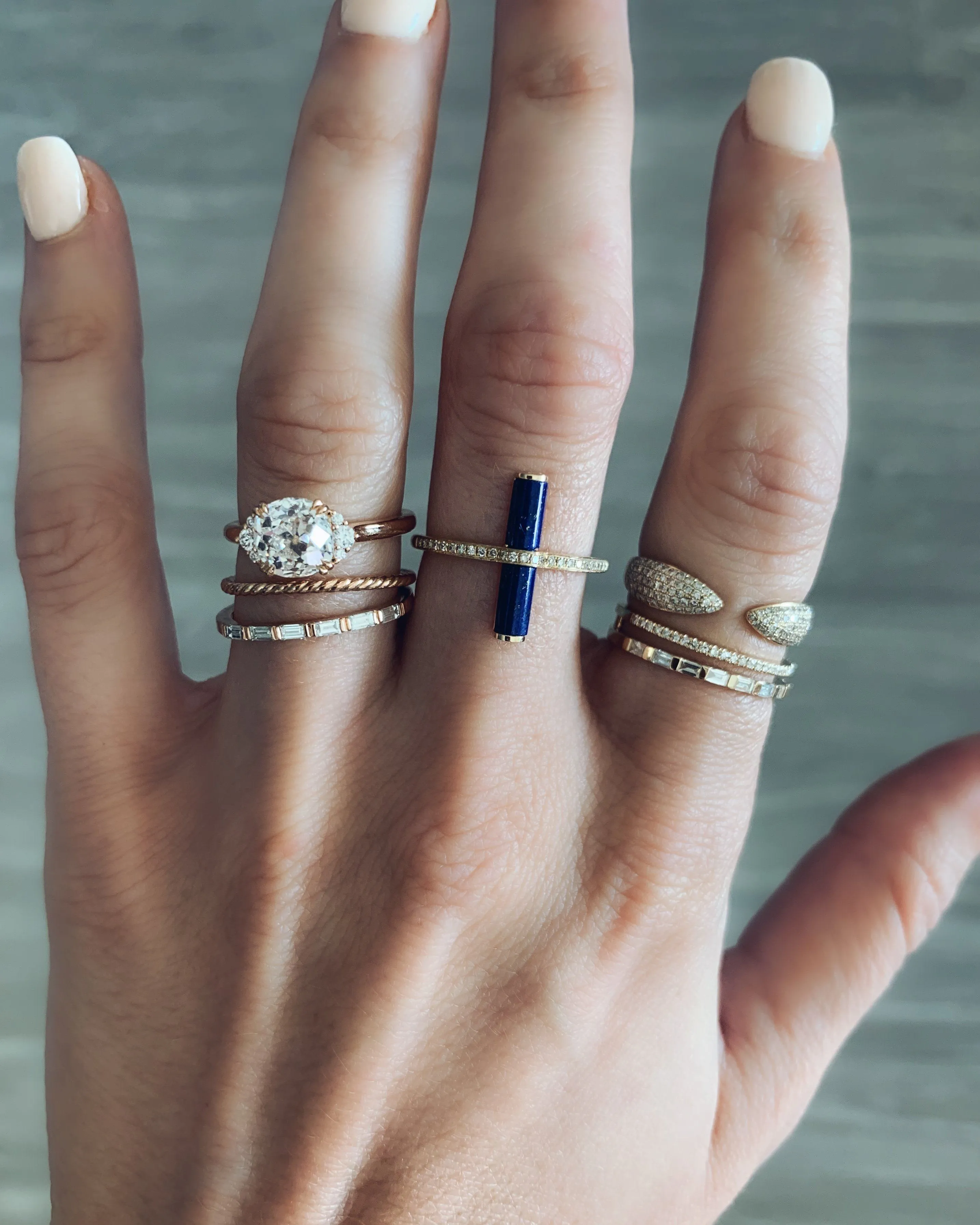Signature Cluster Engagement Ring With Old Mine Cut Diamond
