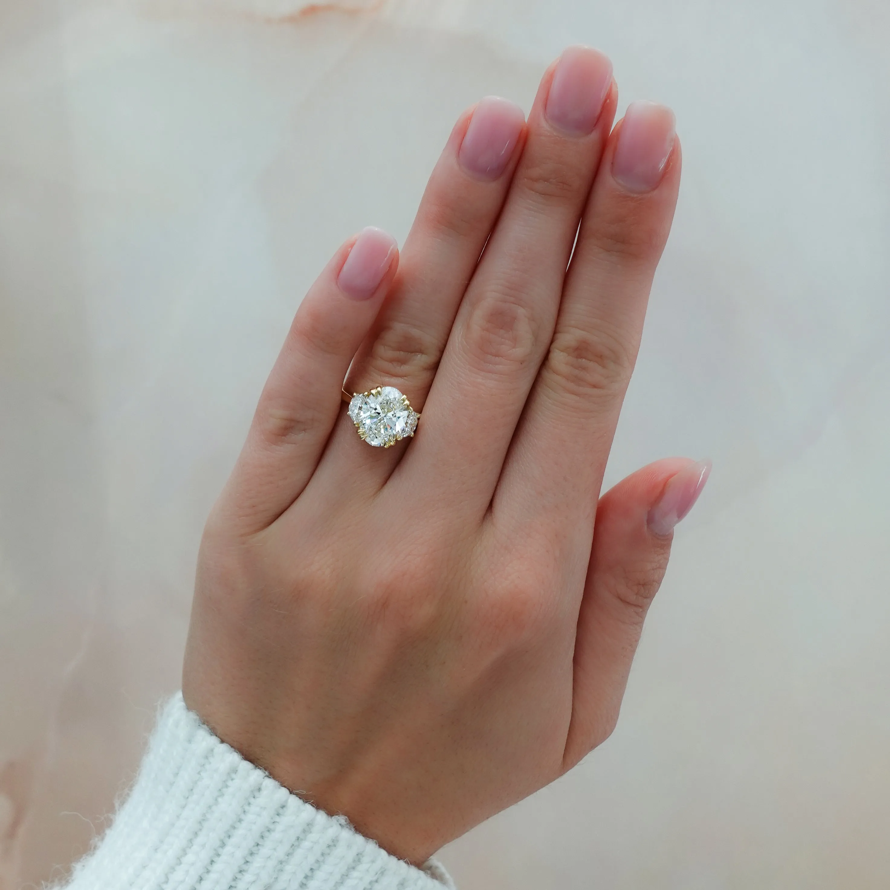 Signature Cluster Engagement Ring With Oval Cut Diamond